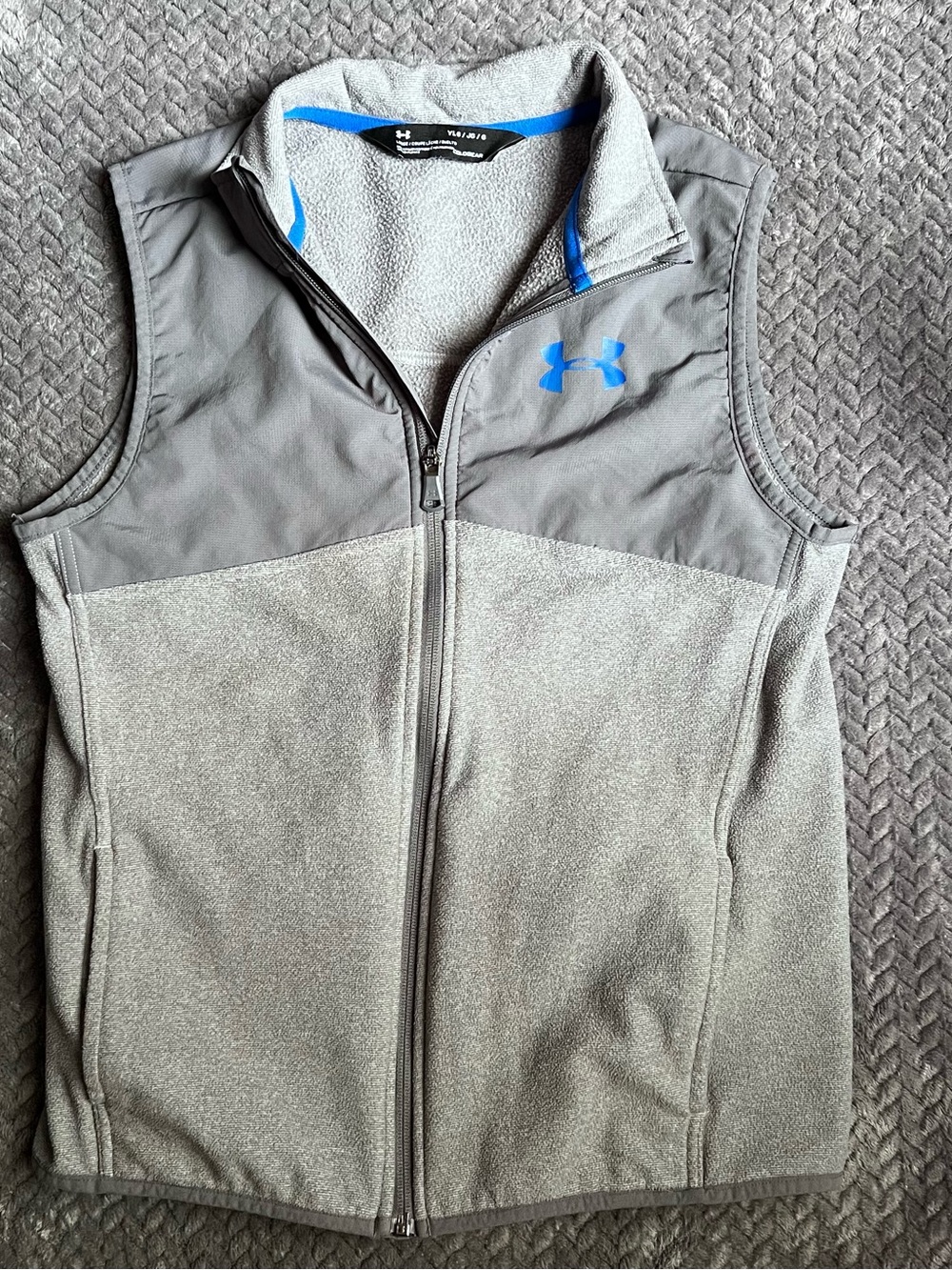 Under Armour Gray Fleece Vest with Blue Accents